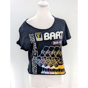 The Simpsons Kwik-E-Mart Distressed Cut up Stained Cropped T-Shirt Size Large